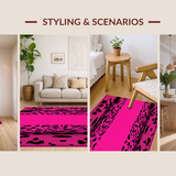 Ultra Soft Area Rug, Non Slip, Stain Resistant, Washable Area Rugs for Living Room, Bedroom, Chic Striped Cheetah Style(Pink)