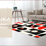 Ultra Soft Area Rug, Non Slip, Stain Resistant, Washable Area Rugs for Living Room, Bedroom, Striking Monochrome Record Design(Black)