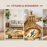 Ultra Soft Area Rug, Non Slip, Stain Resistant, Washable Area Rugs for Living Room, Bedroom, Lively Artistic Nature Elements(Brown)