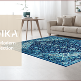 Ultra Soft Area Rug, Non Slip, Stain Resistant, Washable Area Rugs for Living Room, Bedroom, Elegant Faded Floral Arrangement(Blue)