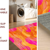 Ultra Soft Area Rug, Non Slip, Stain Resistant, Washable Area Rugs for Living Room, Bedroom, Playful Whimsical Flowing Design(Orange)