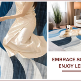 Ultra Soft Area Rug, Non Slip, Stain Resistant, Washable Area Rugs for Living Room, Bedroom, Dynamic Modern Artful Geometric Fusion(Blue)