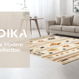 Ultra Soft Area Rug, Non Slip, Stain Resistant, Washable Area Rugs for Living Room, Bedroom, Contemporary Abstract Linear Design(Beige)