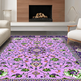 Ultra Soft Area Rug, Non Slip, Stain Resistant, Washable Area Rugs for Living Room, Bedroom, Whimsical Lush Botanical Patterns(Purple)