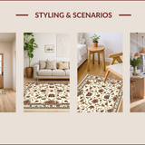 Ultra Soft Area Rug, Non Slip, Stain Resistant, Washable Area Rugs for Living Room, Bedroom, Washable Light Brown Bedroom Floral Area Rug(Beige)