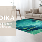 Ultra Soft Area Rug, Non Slip, Stain Resistant, Washable Area Rugs for Living Room, Bedroom, Vibrant Aqua and Green Whimsy(Blue)