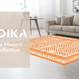 Ultra Soft Area Rug, Non Slip, Stain Resistant, Washable Area Rugs for Living Room, Bedroom, Unique Contemporary Tiled Composition(Orange)
