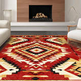 Ultra Soft Area Rug, Non Slip, Stain Resistant, Washable Area Rugs for Living Room, Bedroom, Cozy Traditional Southwestern Motif(Red)