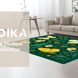 Ultra Soft Area Rug, Non Slip, Stain Resistant, Washable Area Rugs for Living Room, Bedroom, Elegant Dark Green Floral Accents(Green)