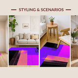 Ultra Soft Area Rug, Non Slip, Stain Resistant, Washable Area Rugs for Living Room, Bedroom, Futuristic Purple Geometric Style(Purple)