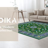 Ultra Soft Area Rug, Non Slip, Stain Resistant, Washable Area Rugs for Living Room, Bedroom, Chic Ogee Floral Arrangement(Green)