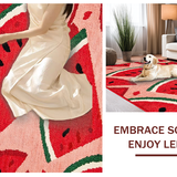 Ultra Soft Area Rug, Non Slip, Stain Resistant, Washable Area Rugs for Living Room, Bedroom, Vibrant Tropical Fruit Illustration(Red)