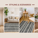 Ultra Soft Area Rug, Non Slip, Stain Resistant, Washable Area Rugs for Living Room, Bedroom, Elegant Safari Inspired Striped Floor Covering With Contemporary Art Design(Black)
