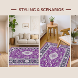 Ultra Soft Area Rug, Non Slip, Stain Resistant, Washable Area Rugs for Living Room, Bedroom, Intricate Classic Medallion Style(Purple)