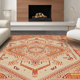 Ultra Soft Area Rug, Non Slip, Stain Resistant, Washable Area Rugs for Living Room, Bedroom, Artful Tiled Rustic Visuals(Orange)
