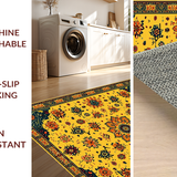 Ultra Soft Area Rug, Non Slip, Stain Resistant, Washable Area Rugs for Living Room, Bedroom, Trendy Medallion Motif Vibes(Yellow)