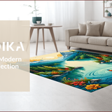 Ultra Soft Area Rug, Non Slip, Stain Resistant, Washable Area Rugs for Living Room, Bedroom, Wildlife Bass Fishing Lodge(Blue)