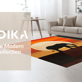 Ultra Soft Area Rug, Non Slip, Stain Resistant, Washable Area Rugs for Living Room, Bedroom, Minimalist Abstract Fauna Illustration(Orange)