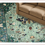 Ultra Soft Area Rug, Non Slip, Stain Resistant, Washable Area Rugs for Living Room, Bedroom, Distinctive Forest Green Insect Motif(Green)