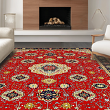 Ultra Soft Area Rug, Non Slip, Stain Resistant, Washable Area Rugs for Living Room, Bedroom, Luxurious Ornate Geometric Motif(Red)