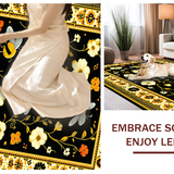 Ultra Soft Area Rug, Non Slip, Stain Resistant, Washable Area Rugs for Living Room, Bedroom, Joyful Colorful Floral Medley(Black)