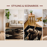 Ultra Soft Area Rug, Non Slip, Stain Resistant, Washable Area Rugs for Living Room, Bedroom, Enchanting Woodland Creatures Concept(Brown)
