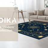 Ultra Soft Area Rug, Non Slip, Stain Resistant, Washable Area Rugs for Living Room, Bedroom, Elegant Crescent Moon Aesthetic(Blue)