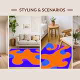 Ultra Soft Area Rug, Non Slip, Stain Resistant, Washable Area Rugs for Living Room, Bedroom, Vivid Retro Wavy Aesthetic(Orange)