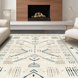 Ultra Soft Area Rug, Non Slip, Stain Resistant, Washable Area Rugs for Living Room, Bedroom, Sophisticated Luxe Ogee Shape(Beige)