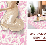 Ultra Soft Area Rug, Non Slip, Stain Resistant, Washable Area Rugs for Living Room, Bedroom, Whimsical Pink Oceanic Pattern(White)