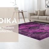 Ultra Soft Area Rug, Non Slip, Stain Resistant, Washable Area Rugs for Living Room, Bedroom, Sophisticated Ogee Distressed Aesthetic(Purple)