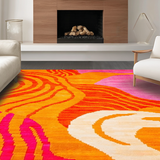 Ultra Soft Area Rug, Non Slip, Stain Resistant, Washable Area Rugs for Living Room, Bedroom, Energetic Modern Artistic Approach(Orange)