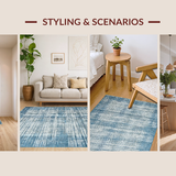 Ultra Soft Area Rug, Non Slip, Stain Resistant, Washable Area Rugs for Living Room, Bedroom, Rustic Waffle Patterned Harmony(Blue)