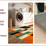 Ultra Soft Area Rug, Non Slip, Stain Resistant, Washable Area Rugs for Living Room, Bedroom, Mid Century Eclectic Pattern Fusion(Orange)