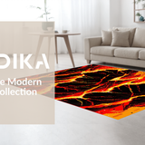 Ultra Soft Area Rug, Non Slip, Stain Resistant, Washable Area Rugs for Living Room, Bedroom, Vivid Abstract Magma Design(Red)