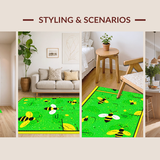 Ultra Soft Area Rug, Non Slip, Stain Resistant, Washable Area Rugs for Living Room, Bedroom, Cheerful Green Insect Design(Green)