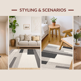 Ultra Soft Area Rug, Non Slip, Stain Resistant, Washable Area Rugs for Living Room, Bedroom, Rustic Randomized Colorful Patterns(Gray)