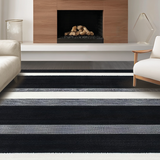 Ultra Soft Area Rug, Non Slip, Stain Resistant, Washable Area Rugs for Living Room, Bedroom, Sleek Abstract Monochrome Lines(Black)