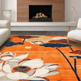 Ultra Soft Area Rug, Non Slip, Stain Resistant, Washable Area Rugs for Living Room, Bedroom, Tropical Floral Oasis Vibes(Orange)