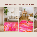 Ultra Soft Area Rug, Non Slip, Stain Resistant, Washable Area Rugs for Living Room, Bedroom, Whimsical Pink Jungle Aesthetic(Pink)