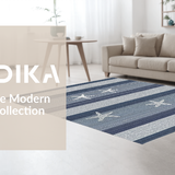 Ultra Soft Area Rug, Non Slip, Stain Resistant, Washable Area Rugs for Living Room, Bedroom, Whimsical Starfish and Stripes Fusion(Blue)