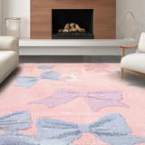 Ultra Soft Area Rug, Non Slip, Stain Resistant, Washable Area Rugs for Living Room, Bedroom, Coquette Bow Bedroom Rug(Pink)