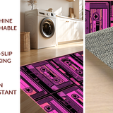 Ultra Soft Area Rug, Non Slip, Stain Resistant, Washable Area Rugs for Living Room, Bedroom, Nostalgic Bright Tape Pattern(Pink)