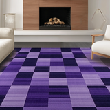 Ultra Soft Area Rug, Non Slip, Stain Resistant, Washable Area Rugs for Living Room, Bedroom, Bold Graphic White and Purple Design(Purple)