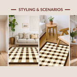 Ultra Soft Area Rug, Non Slip, Stain Resistant, Washable Area Rugs for Living Room, Bedroom, Classic Earthy Checkered Aesthetic(Beige)