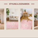 Ultra Soft Area Rug, Non Slip, Stain Resistant, Washable Area Rugs for Living Room, Bedroom, Delicate Pink Tulle Motif(Pink)