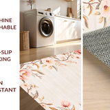 Ultra Soft Area Rug, Non Slip, Stain Resistant, Washable Area Rugs for Living Room, Bedroom, Rustic Warm Floral Accents(Beige)