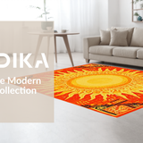Ultra Soft Area Rug, Non Slip, Stain Resistant, Washable Area Rugs for Living Room, Bedroom, Bright Contemporary Pattern Blend(Orange)
