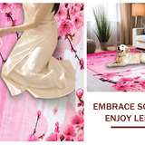 Ultra Soft Area Rug, Non Slip, Stain Resistant, Washable Area Rugs for Living Room, Bedroom, Japanese Garden Inspired Motif(Pink)