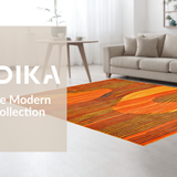 Ultra Soft Area Rug, Non Slip, Stain Resistant, Washable Area Rugs for Living Room, Bedroom, Vibrant 70s Psychedelic Design(Orange)
